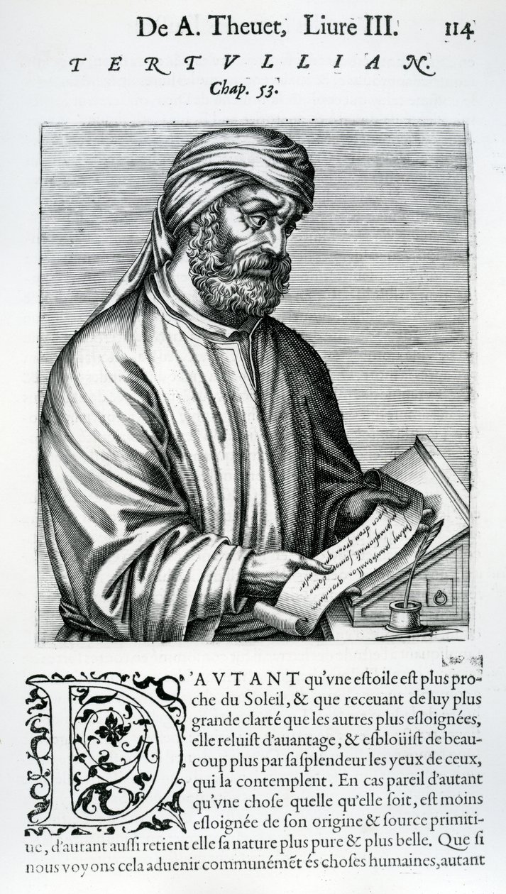 Tertuliano, ilustração de "True Purts and Lives of Illustrious Men" de Andre Thevet, 1584 de French School