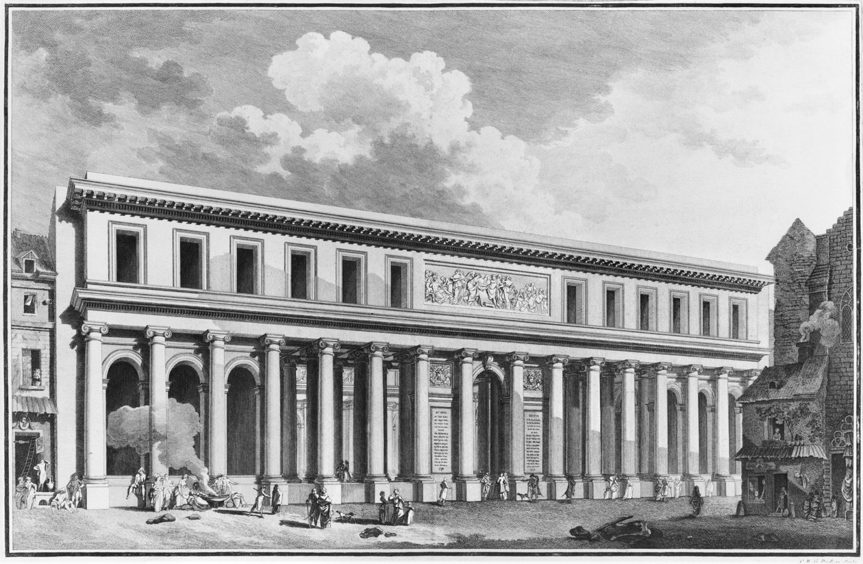 A Academia de Cirurgia, Paris, gravada por Claude Rene Gabriel Poulleau (n.1849) 1773 de French School