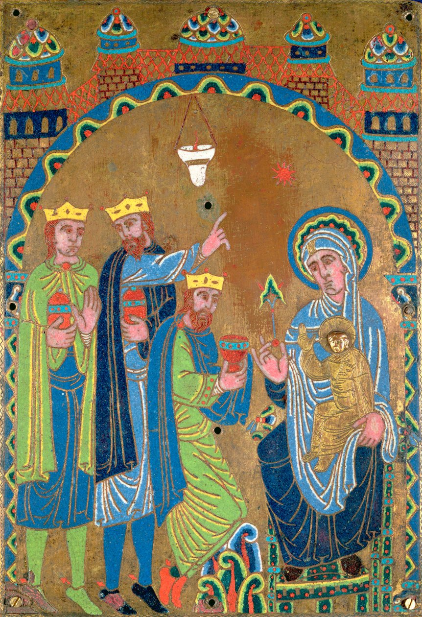 A Adoração dos Magos, c.1189 (esmalte champleve em cobre) de French School