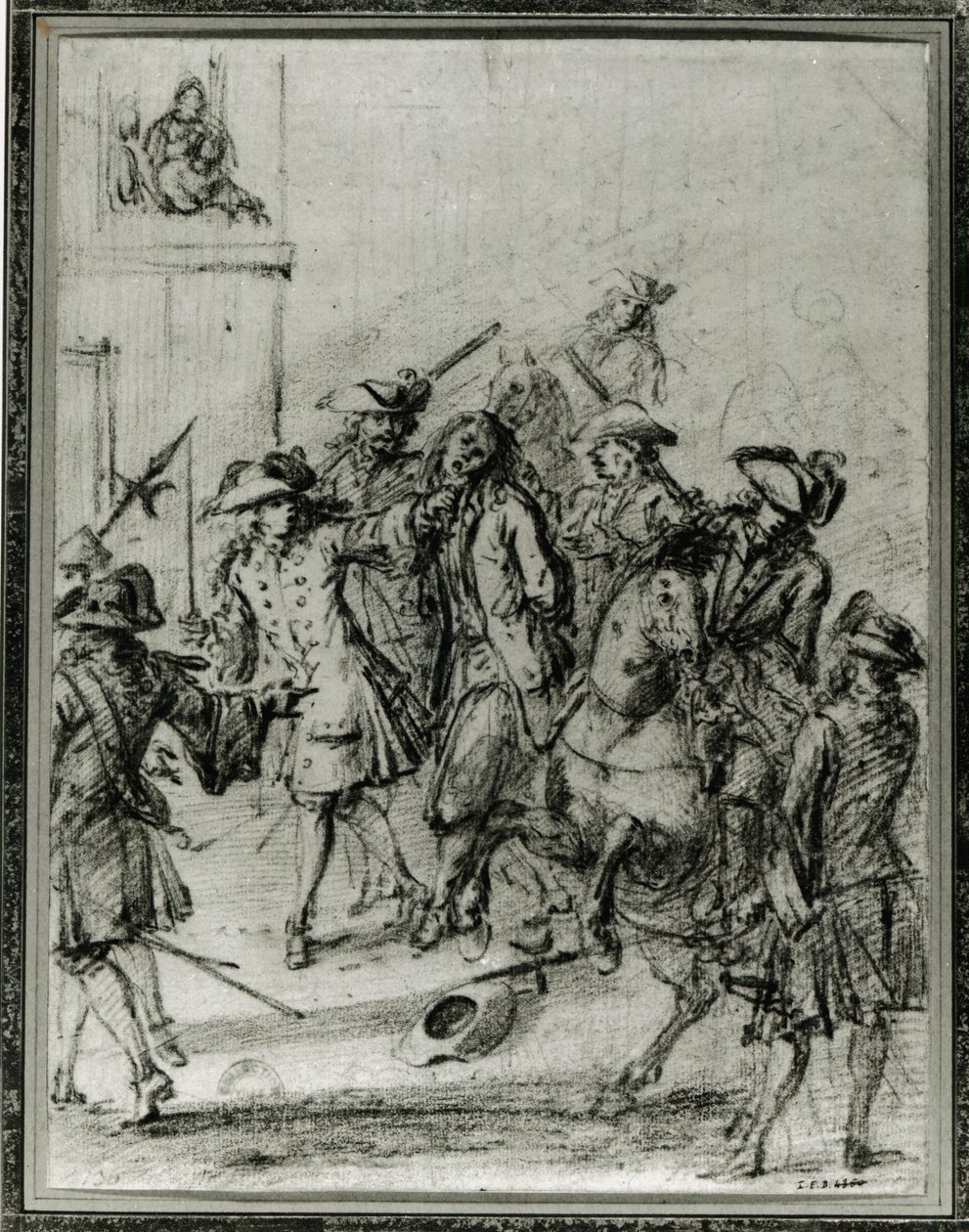 A prisão de Louis Dominique Cartridge (1693-1721) (lápis sobre papel) de French School