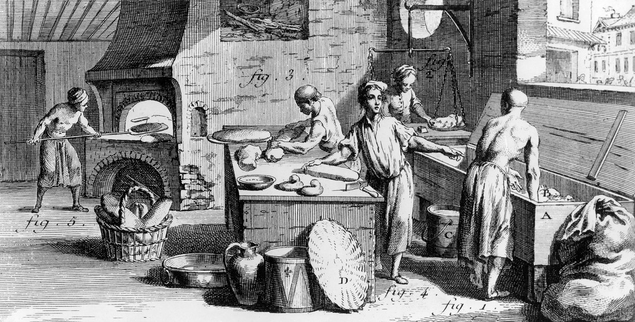 The Bakery, ilustração da Enciclopédia de Diderot, 1770 de French School