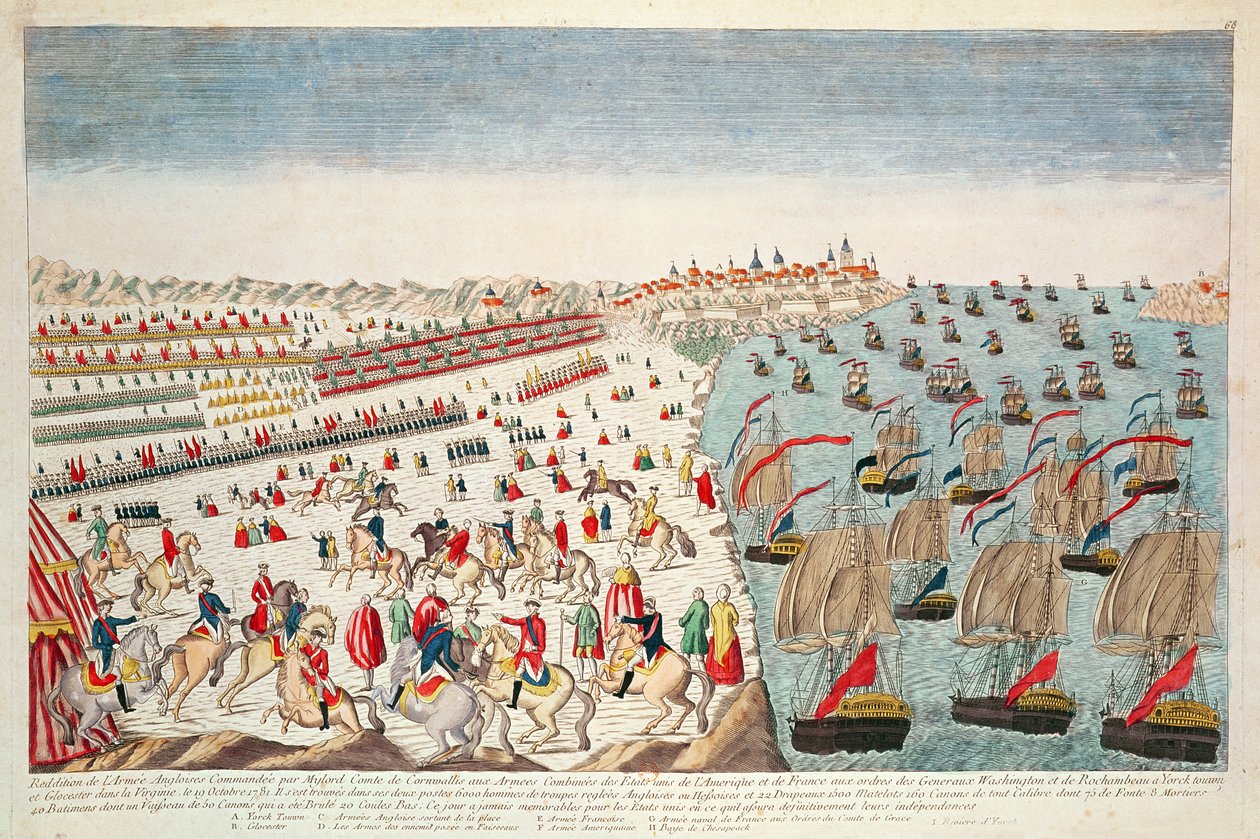 A Batalha de Yorktown, 19 de outubro de 1781 de French School