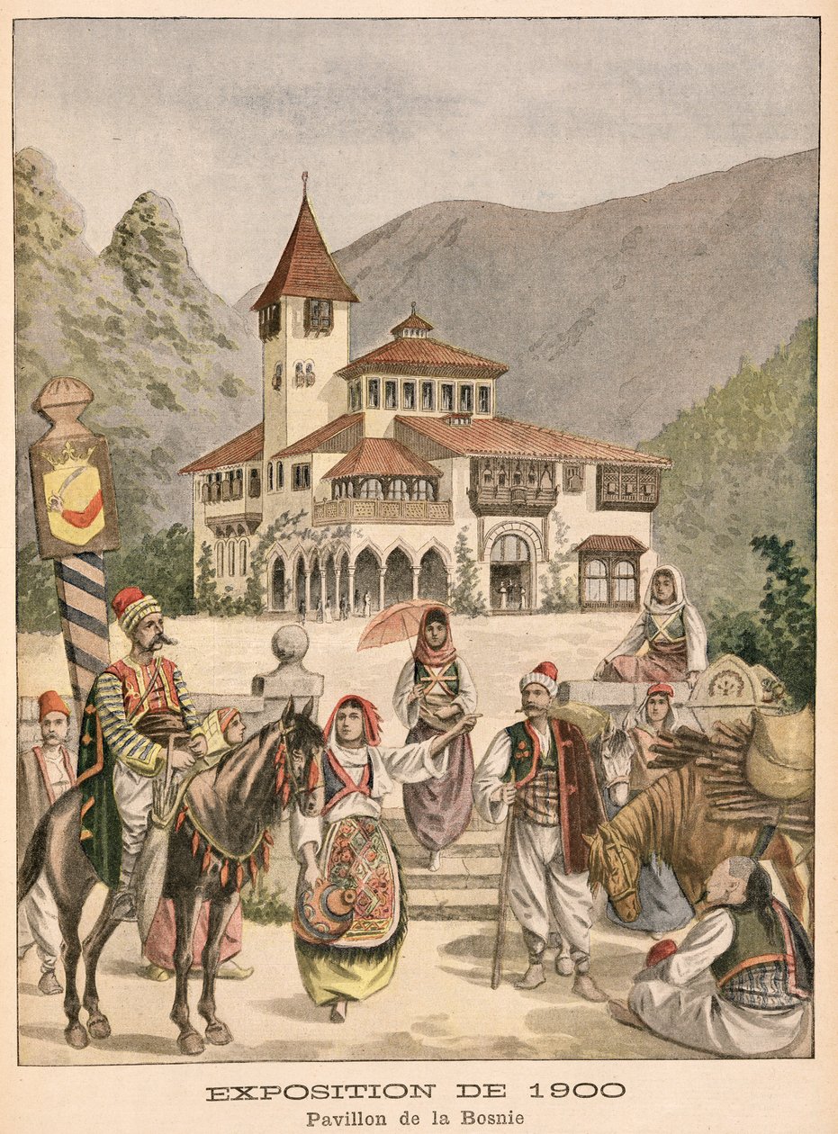 O Pavilhão da Bósnia na Exposição Universal de 1900, Paris, ilustração de &39;Le Petit Journal&39;, 27 de maio de 1900 de French School