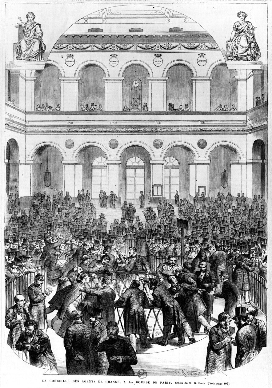 O &39;Corbeille&39; na Bolsa de Paris, 1873 de French School