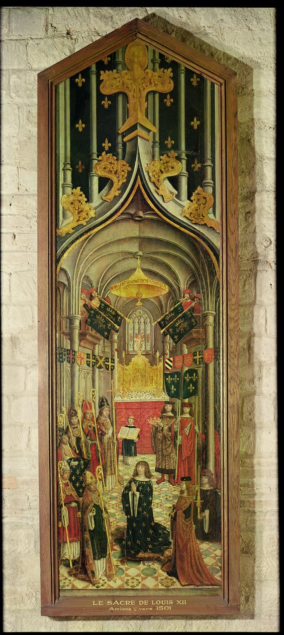 A Coroação de Luís XII em 1498, Escola de Amiens, c.1501 (têmpera no painel) de French School