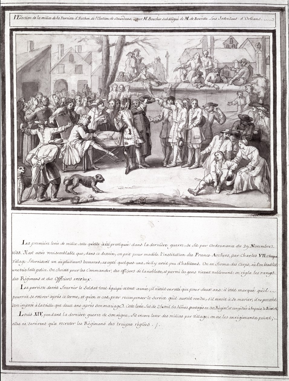 A Eleição da Milícia na Paróquia de Authon, parte da Eleição de Dourdans, 1688 de French School