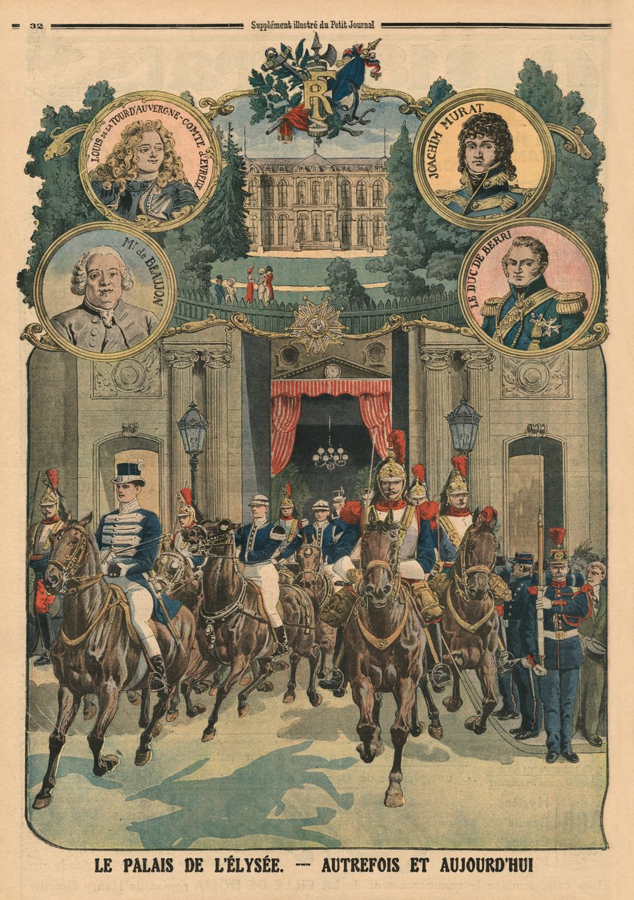 O Palácio do Eliseu, antigamente e hoje, ilustra a capa da "Le Petit Journal", 26 de janeiro de 1913 de French School
