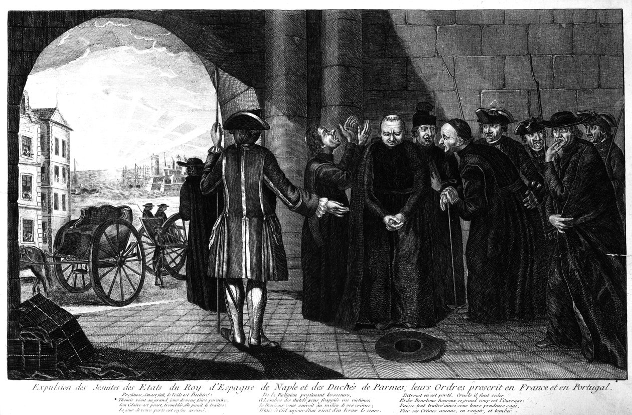 A Expulsão dos Jesuítas dos Reinos da Espanha e Nápoles e do Ducado de Parma; suas ordens banidas na França e em Portugal, c.1770s de French School