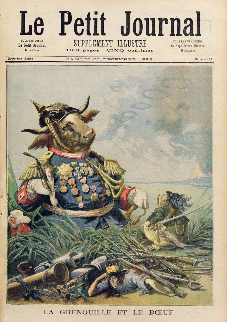 O sapo e o boi, ilustração de &39;Le Petit Journal&39;, 30 de dezembro de 1893 de French School