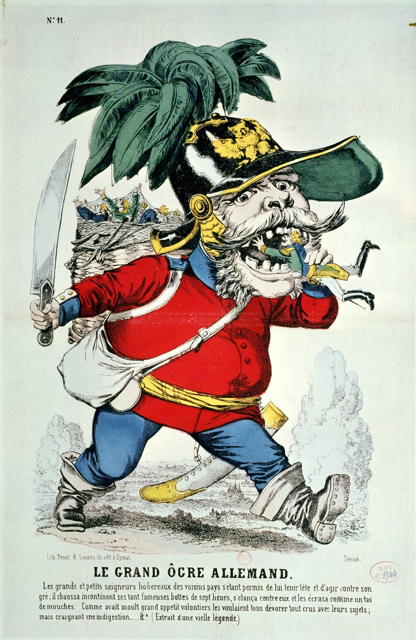 O Ogre Alemão Gigante, caricatura de Otto von Bismarck (1815-98) de French School