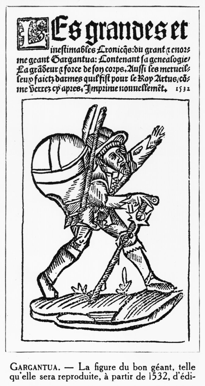 O gigante bom, de &39;Gargantua&39; por Francois Rabelais (1494-1553) reprodução da edição de 1532 de French School