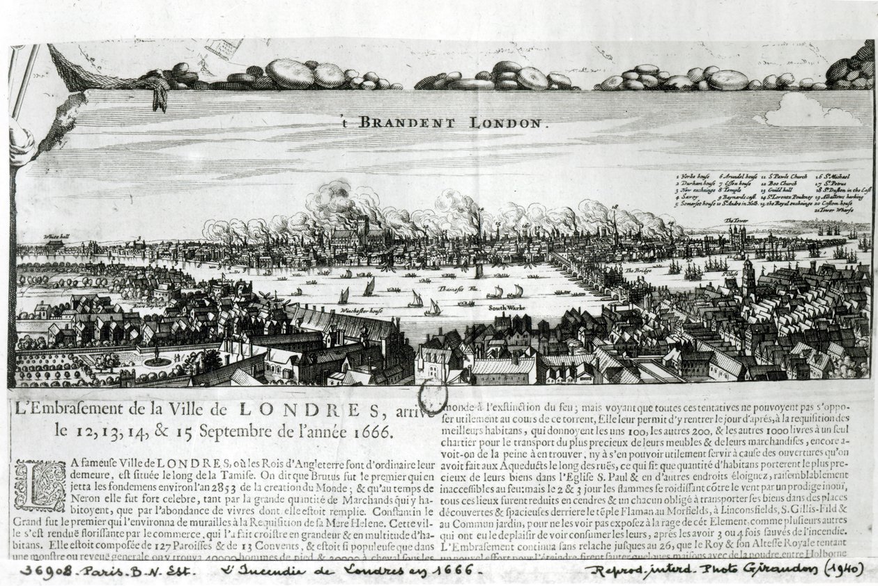 O Grande Incêndio de Londres em 1666 de French School