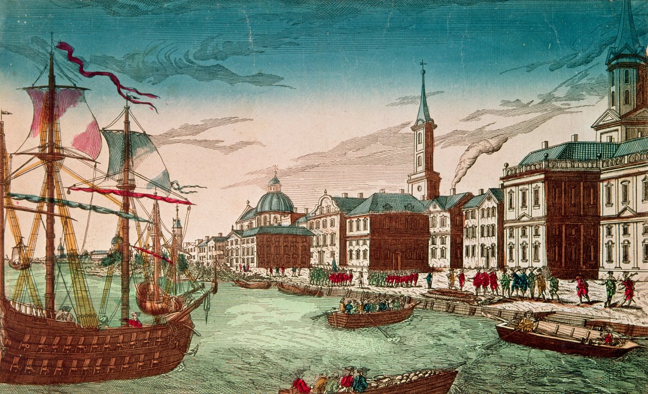 O desembarque de tropas inglesas em Nova York, em setembro de 1776, pub. de J. Chereau, Paris de French School