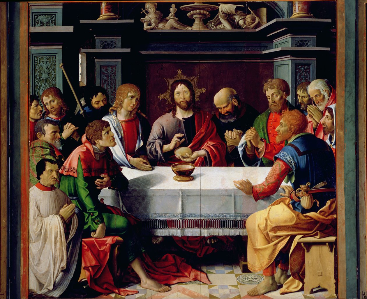 A Última Ceia, painel central do Tríptico da Eucaristia, 1515 de French School