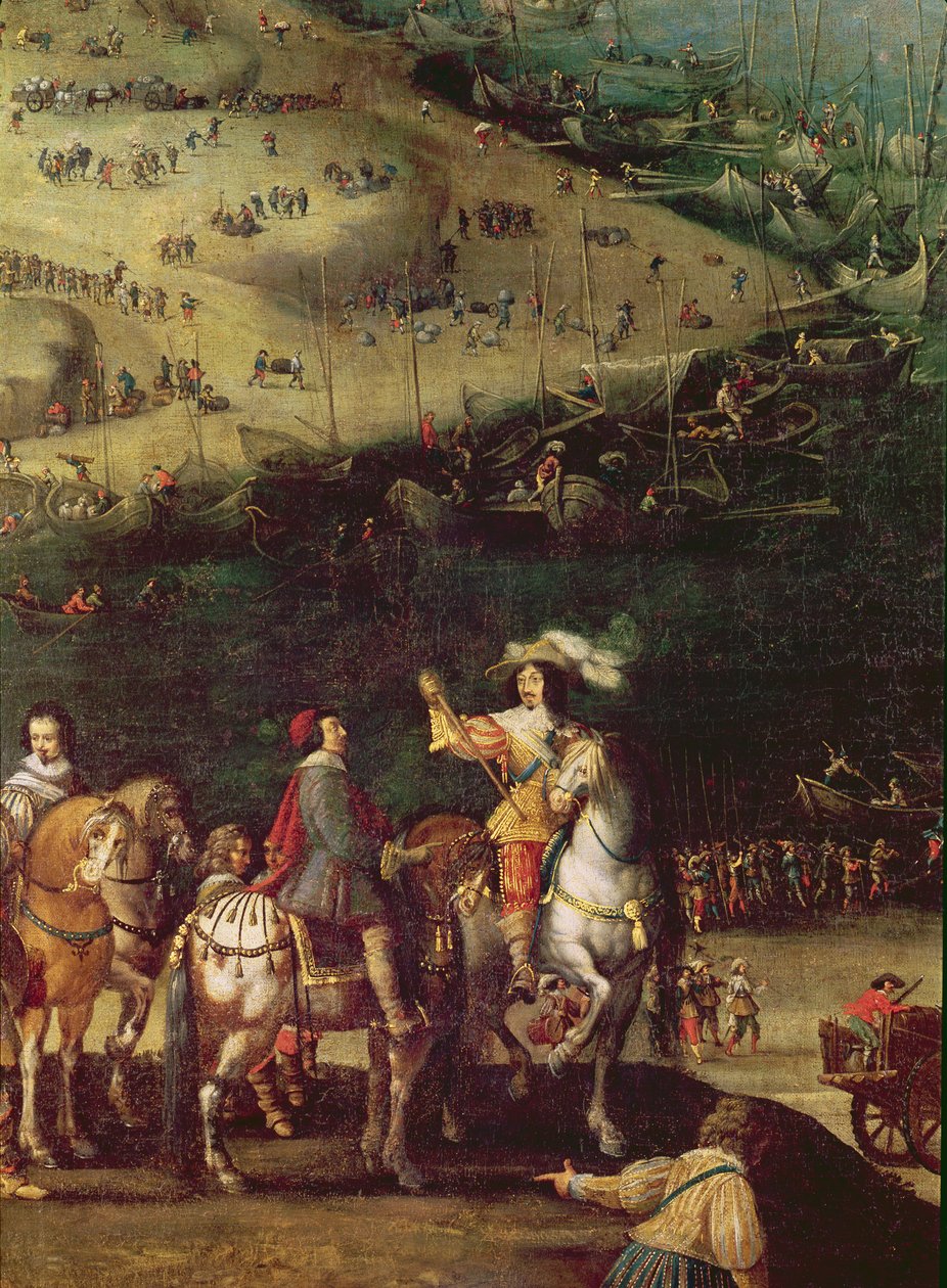 O levantamento do cerco da Ile de Re, 8 de novembro de 1627 (detalhe) (ver também 178976 e 158116) de French School