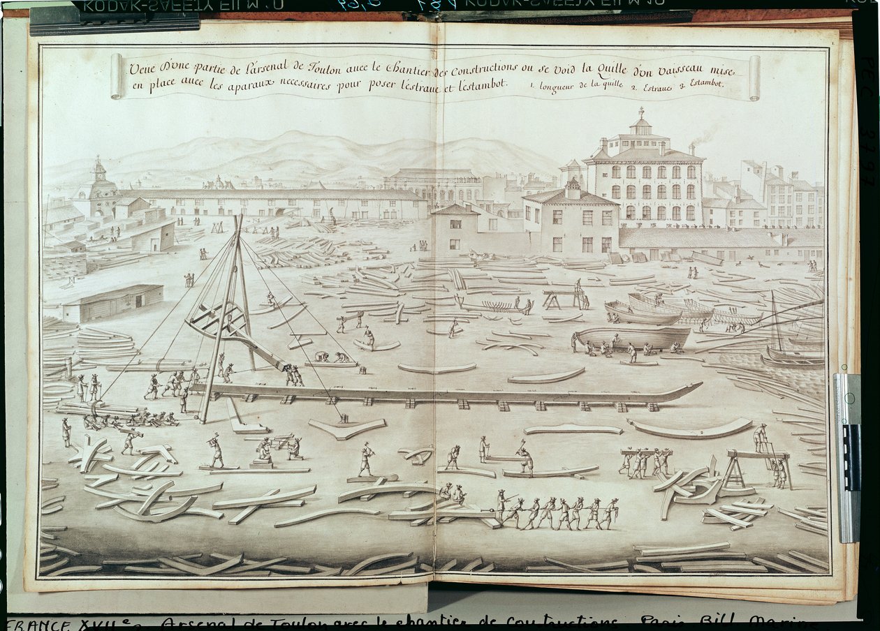 O porto militar de Toulon e o canteiro de obras de French School
