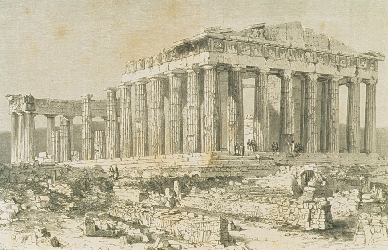 O Partenon, Atenas, na década de 1860 de French School