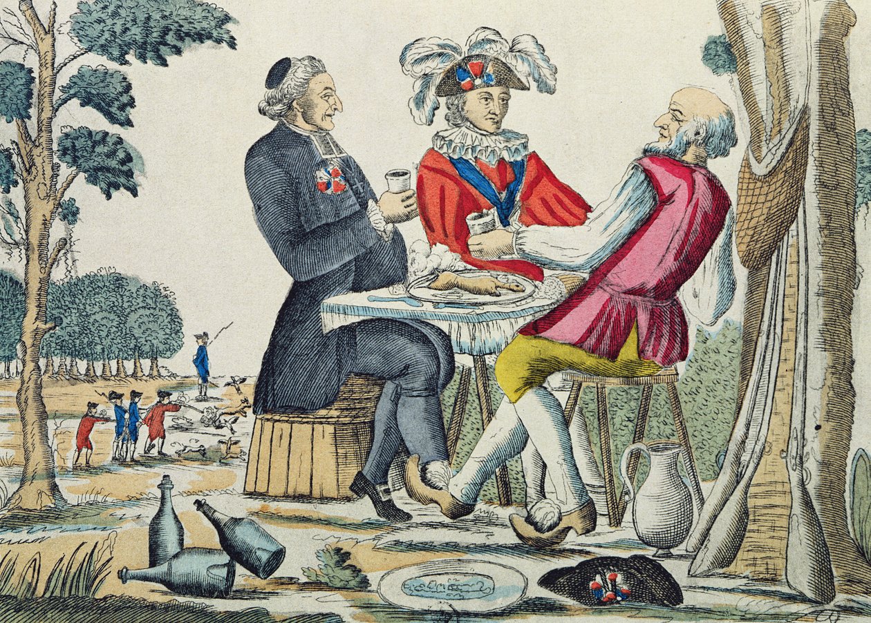 O lanche patriótico, reunião das três propriedades, 4 de agosto de 1789 de French School