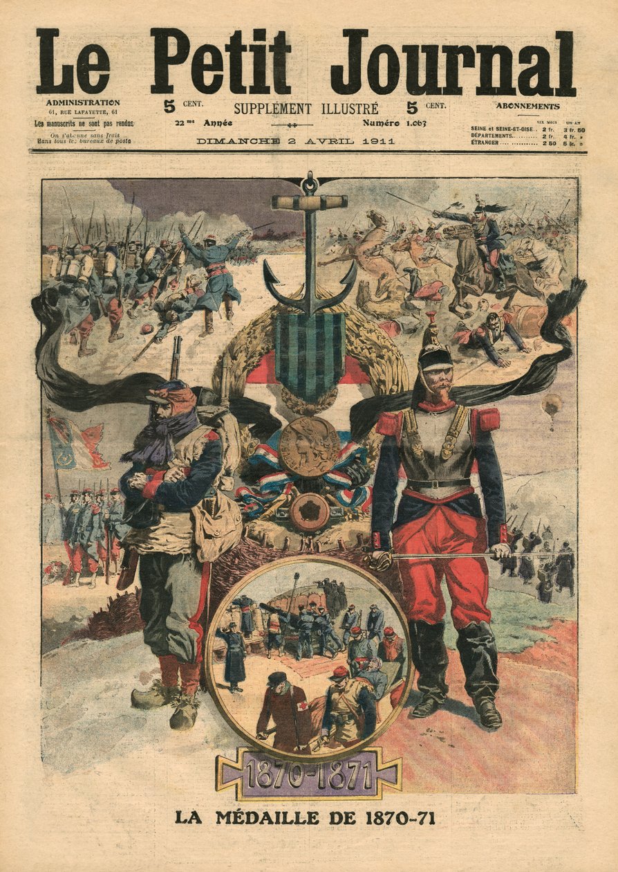 A Apresentação da Medalha de Combatentes 1870-71, ilustração de &39;Le Petit Journal&39;, suplemento ilustre, 2 de abril de 1911 de French School