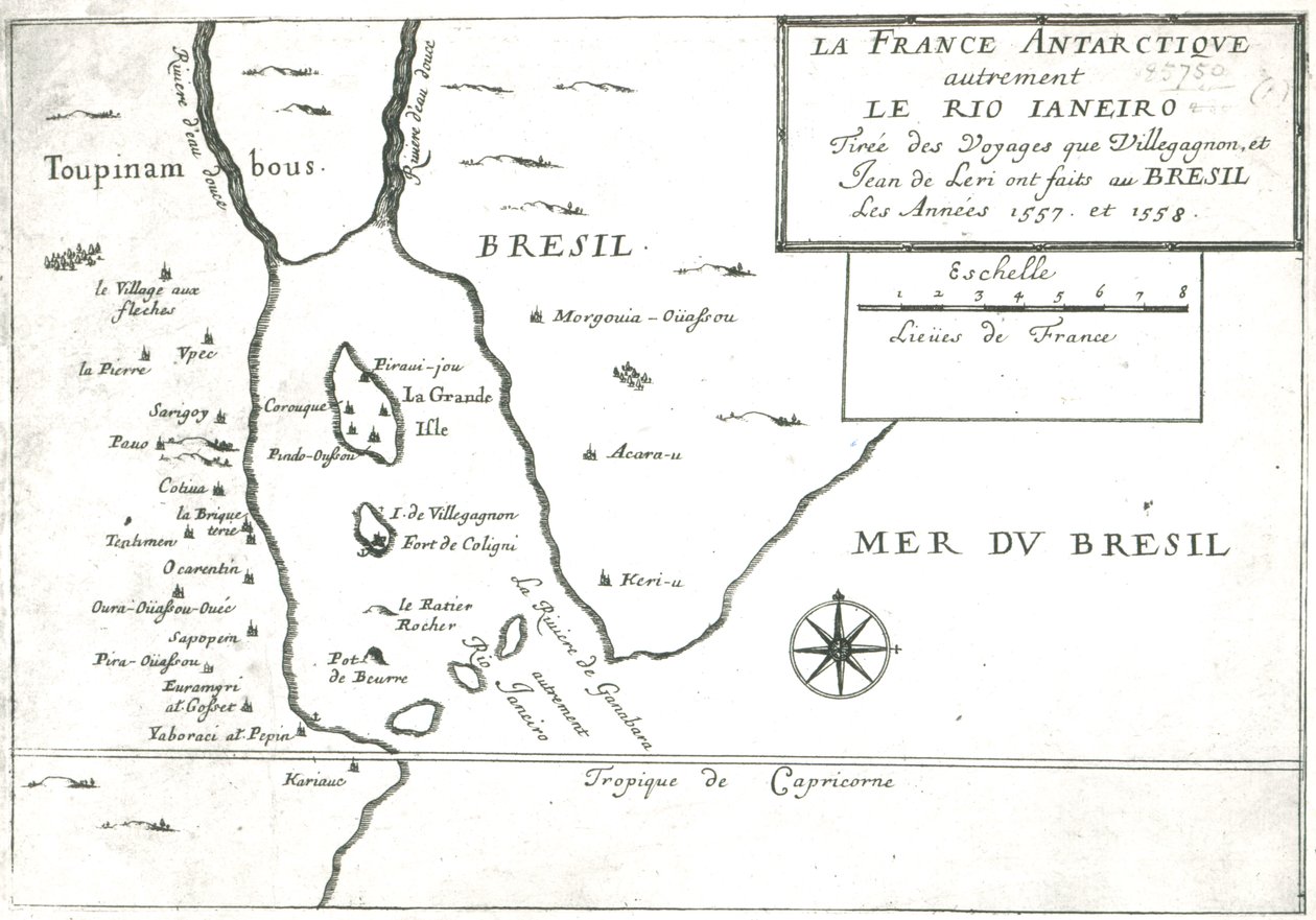 O Rio Ianeiro, das viagens de Villegagnon e Jean le Leri no Brasil 1557-1558 de French School