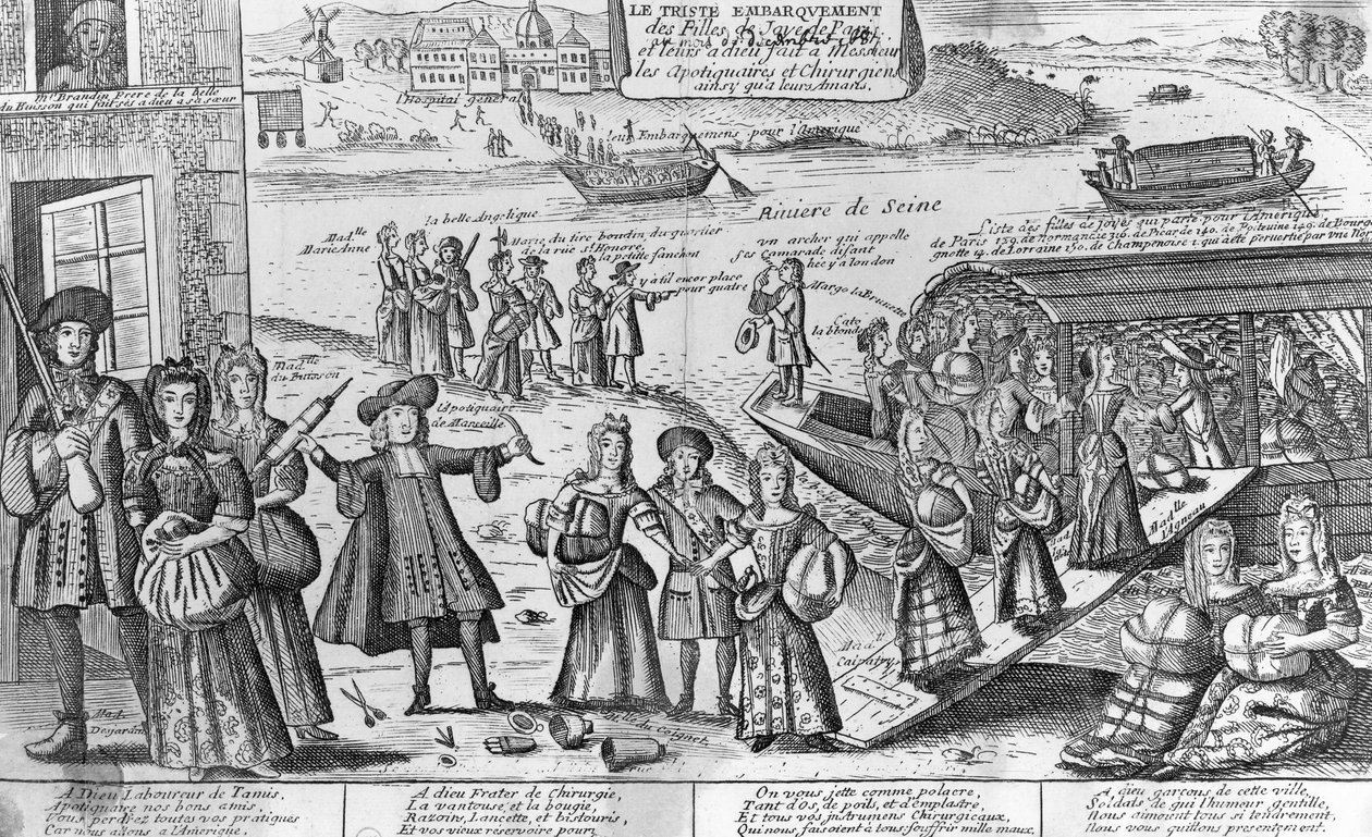 O triste embarque das prostitutas de Paris para as colônias francesas de Nova Orleans e suas despedidas aos seus doutores, boticários e amantes de French School