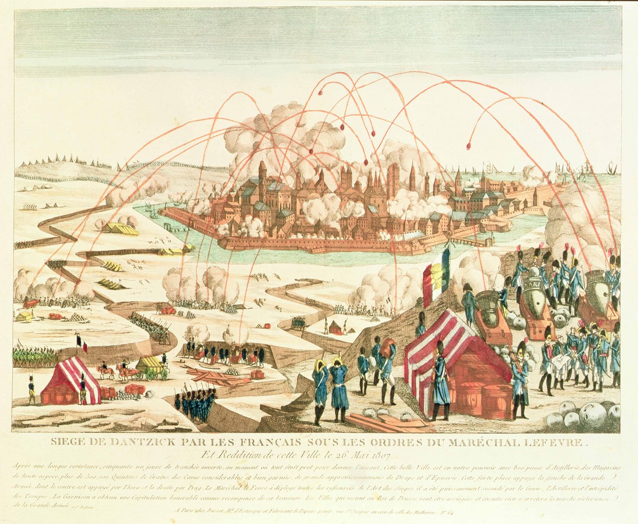 O cerco de Danzig sob o comando do Marechal Pierre Joseph Lefebvre (1755-1820) e a rendição da cidade, 26 de maio de 1807 de French School