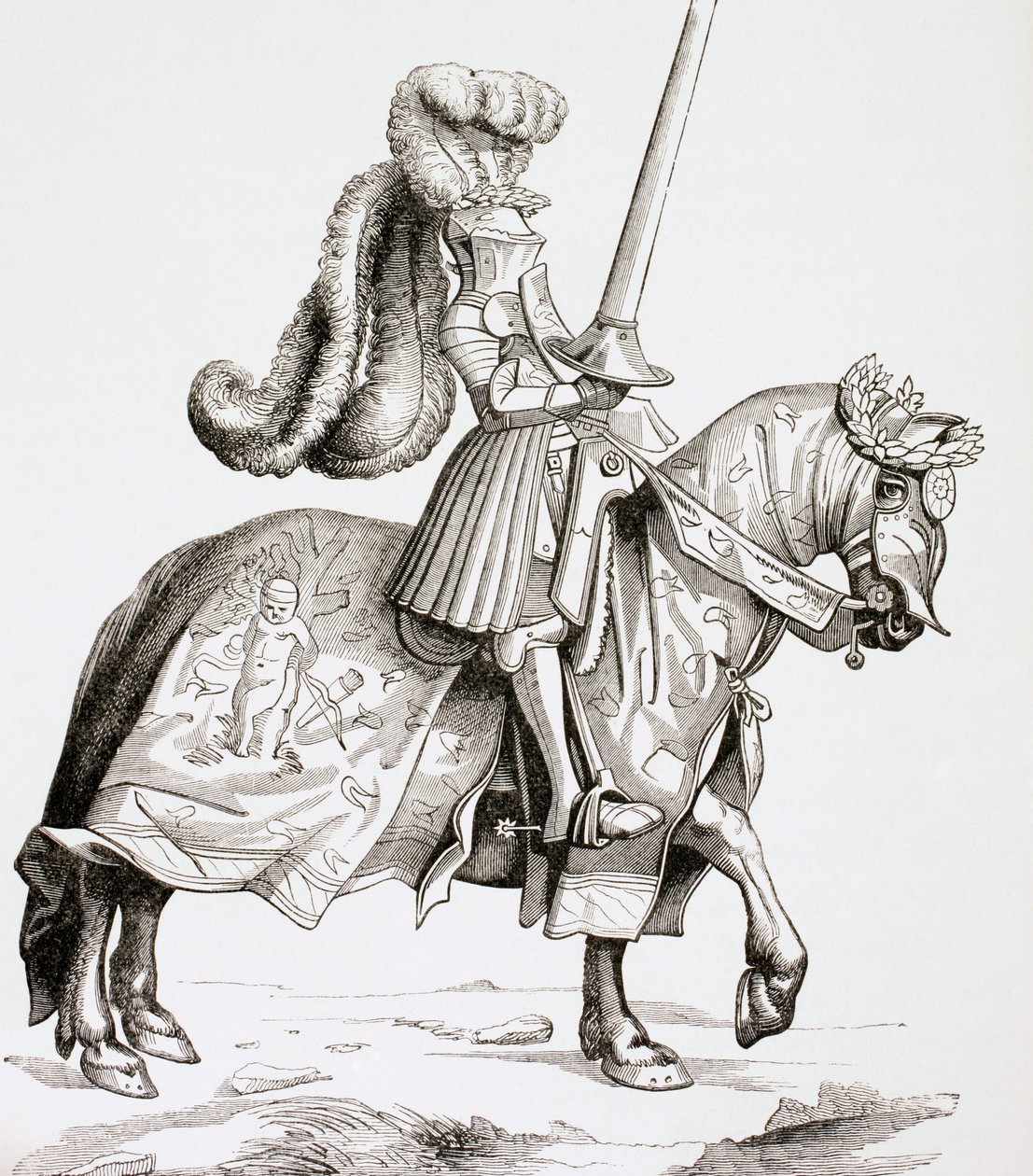 O campeão do torneio, Vita Imperatoris Maximiliani, de &39;Vida Militar e Religiosa na Idade Média&39; por Paul Lacroix, publicou Londres c.1880 de French School