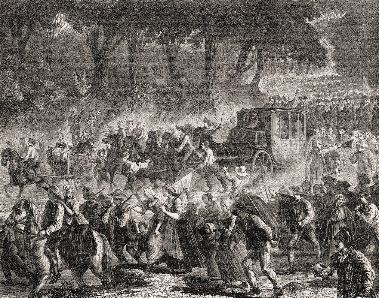 O retorno da família real francesa a Paris em 1791 de French School