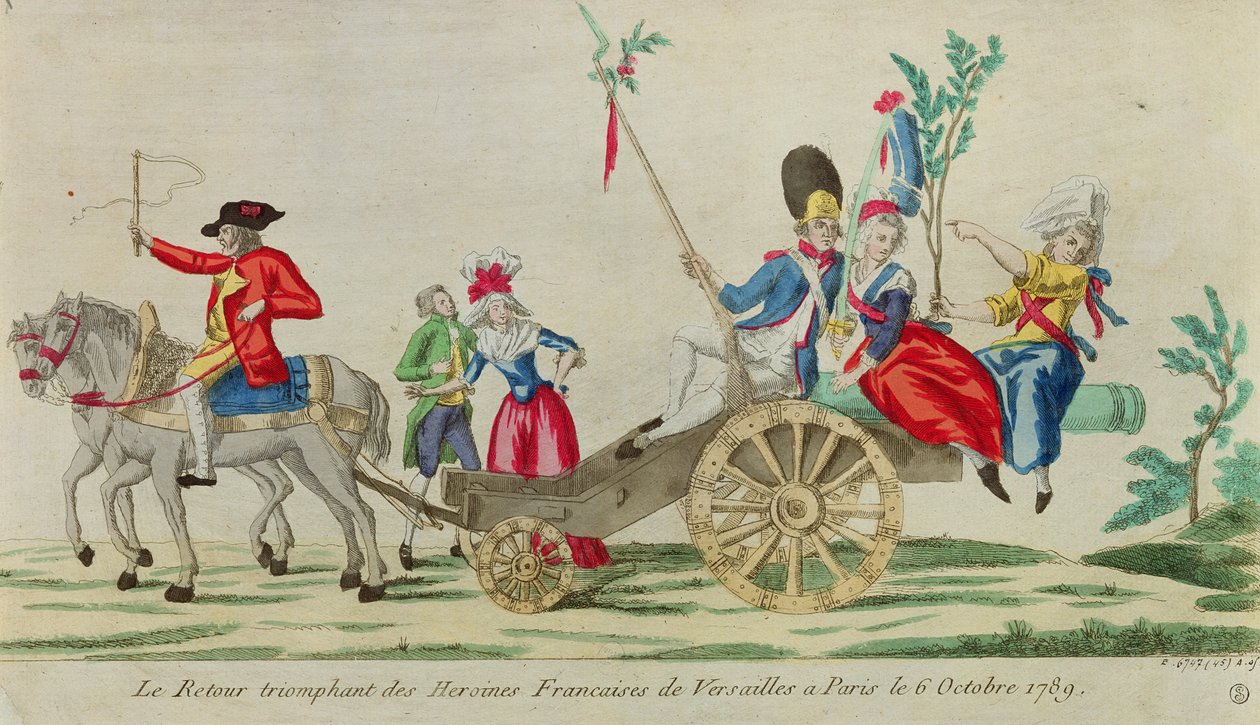 O retorno triunfal das heroínas francesas de Versalhes a Paris em 6 de outubro de 1789 de French School