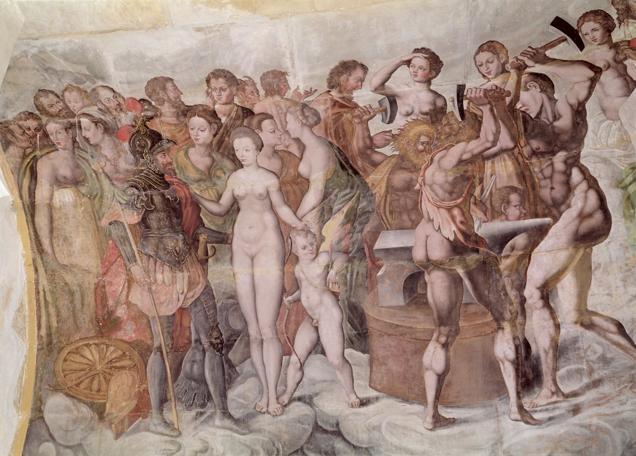 Tour de la Ligue. Membros do Tribunal Medici como os deuses do Olimpo (mural) (detalhe) de French School