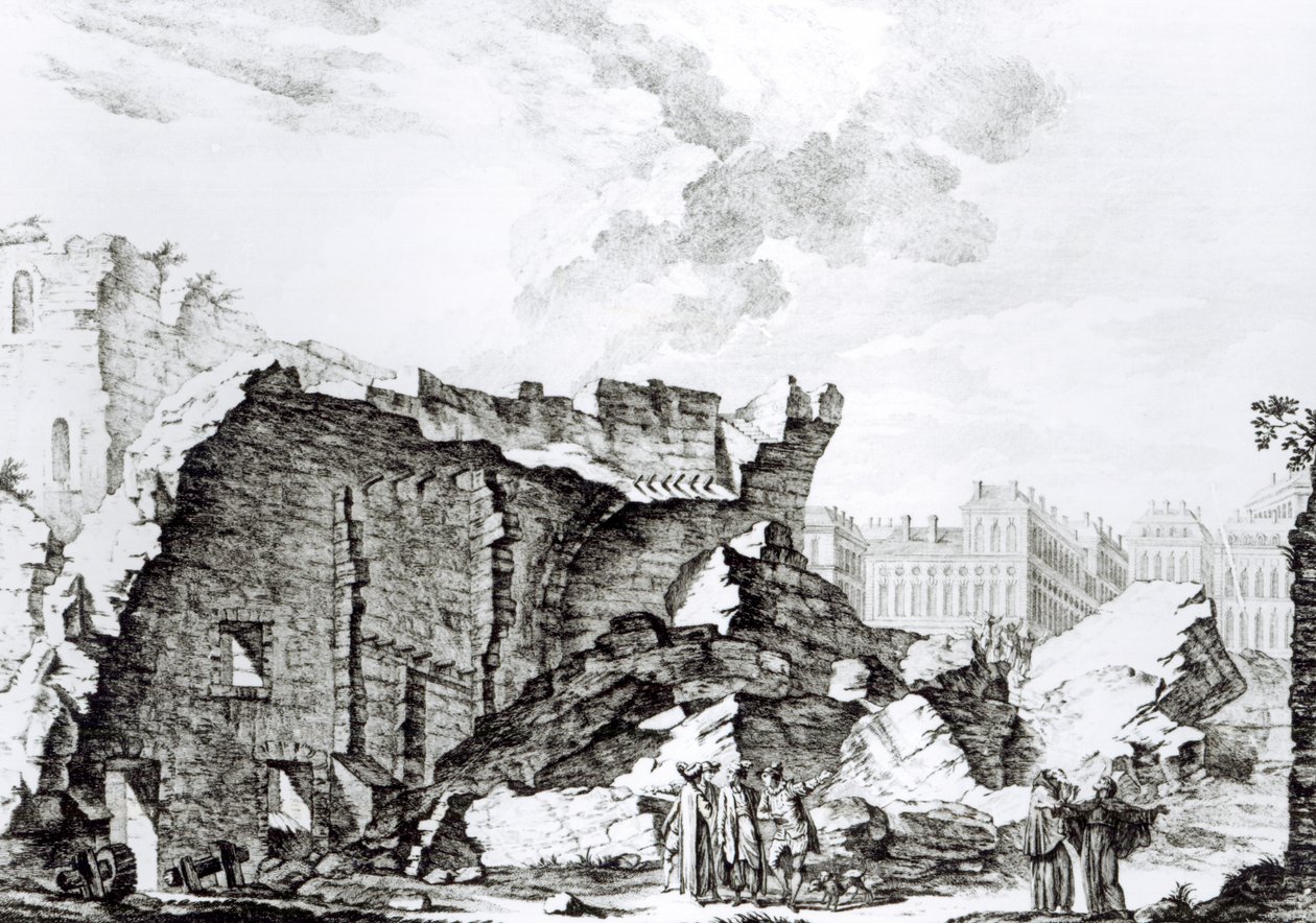 Torre de São Roque, em Lisboa, após o terramoto de 1755 de French School
