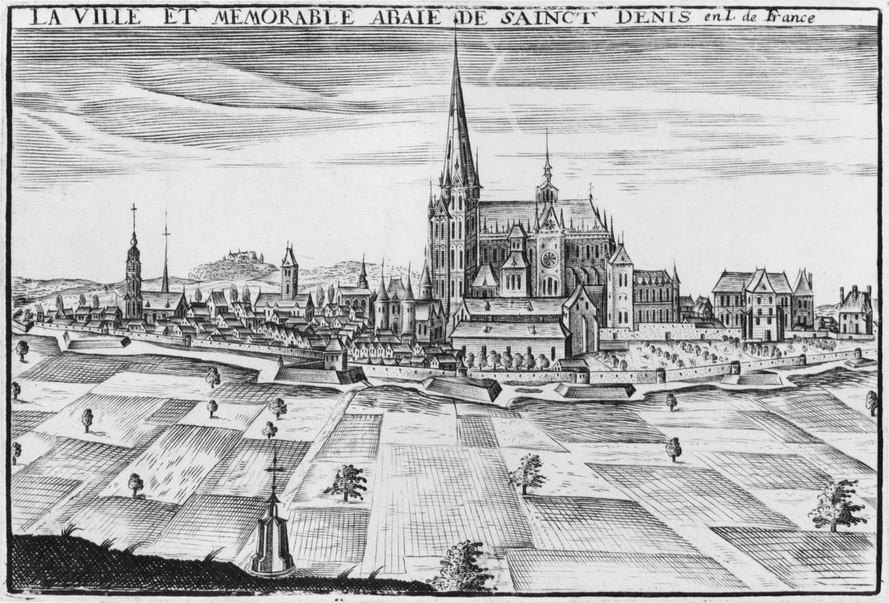 Cidade e memorável abadia de Saint-Denis de French School