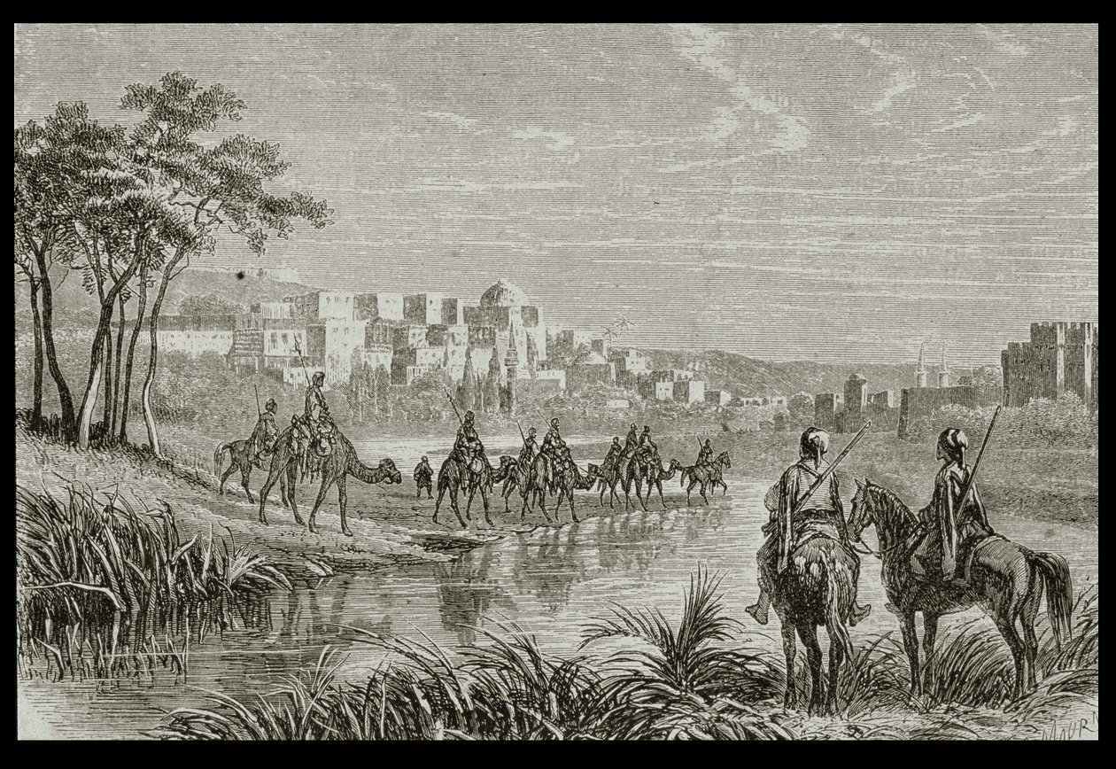 Trípoli na década de 1860, gravada por Charles Maurand de French School