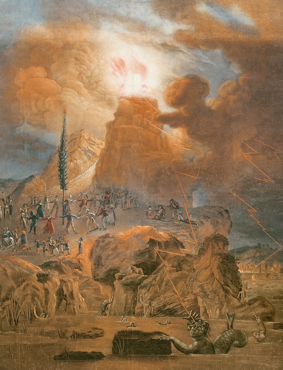 Triunfo da Montanha, 1793 (gravura a cores) de French School