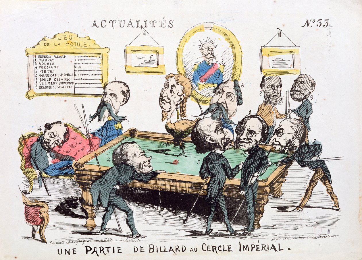 &39;Uma Festa de Bilhar no Círculo Imperial&39;, caricatura da sociedade do Segundo Império, edição 33 de &39;Actualites&39;, 1870 de French School