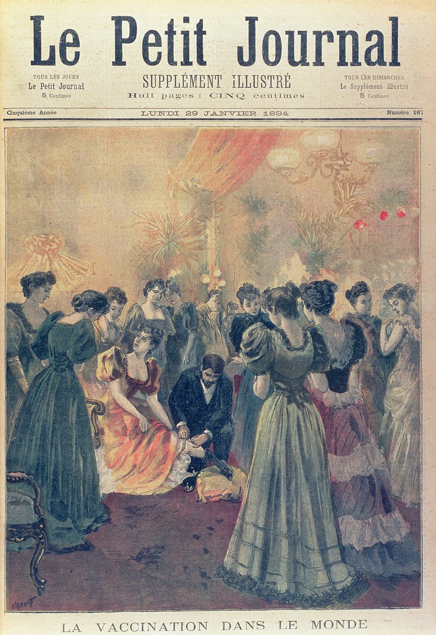 Vacinação em uma recepção noturna durante uma epidemia de varíola, de &39;Le Petit Journal&39;, 29 de janeiro de 1894 de French School