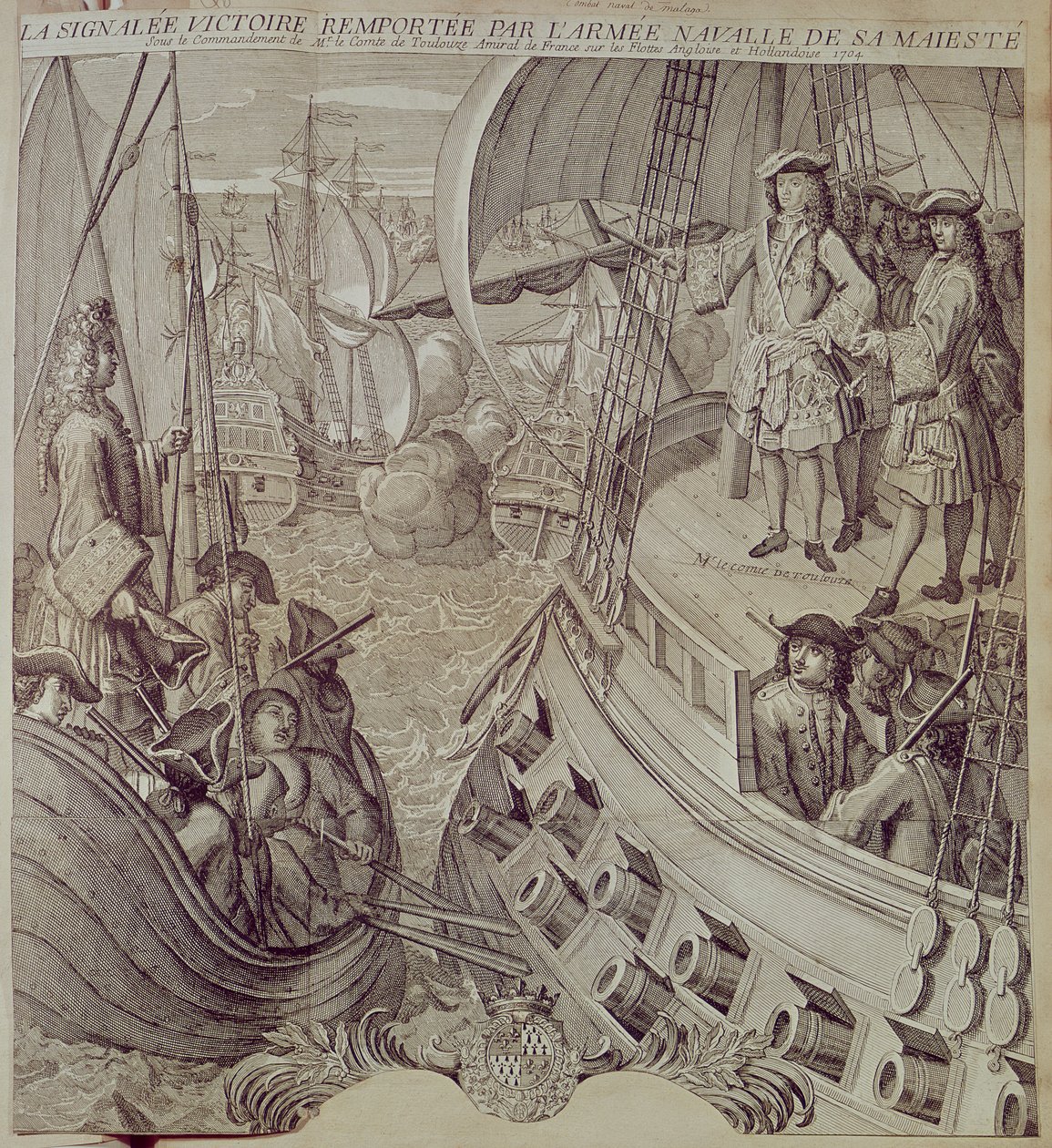 Vitória da Marinha de Luís XIV (1638-1715) Contra a Frota Inglesa e Holandesa em 1704 de French School