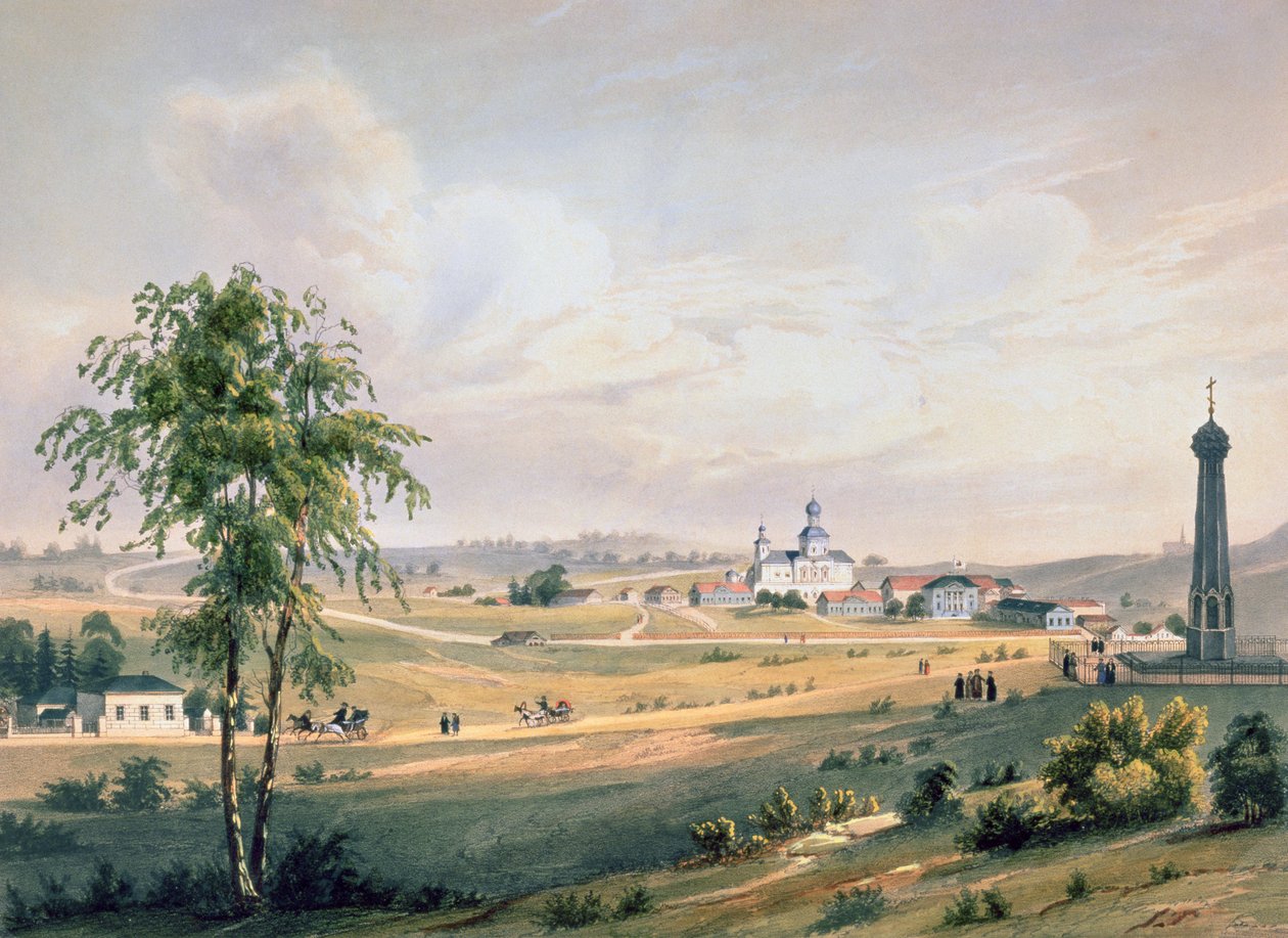 Vista de Borodino, a localização da Batalha decisiva, impressa por J. Jacottet, publicada por Lemercier, Paris, década de 1830 de French School