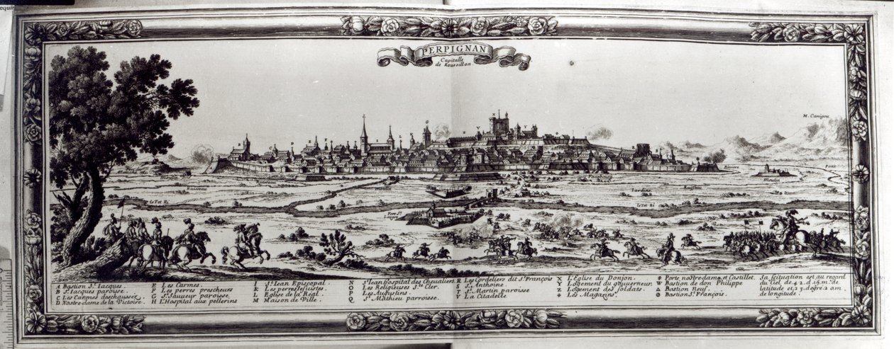 Vista de Perpignan, sul da França, c.1645 de French School