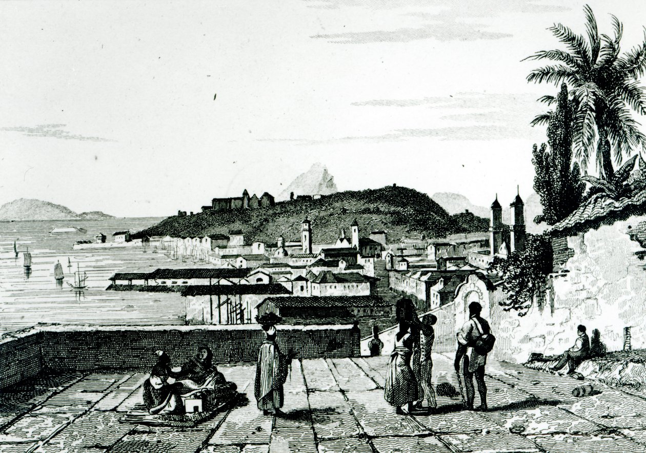 Vista do Rio de Janeiro da igreja de St.Bento desenhada por Fleury, gravada por Aubert, 1838 de French School