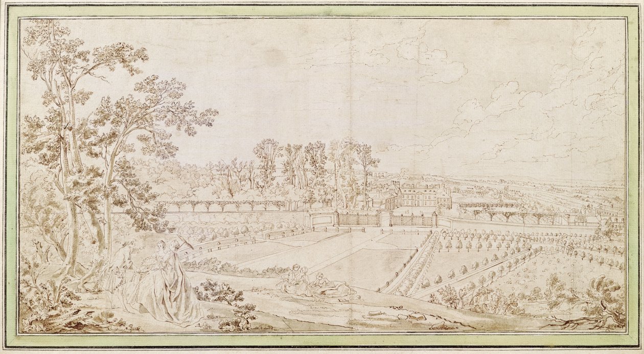 Vista do Castelo de Celle-Saint-Cloud, c.1750 de French School