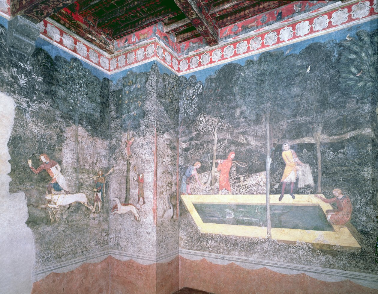Vista da sala de despedida de solteiro, 1343 de French School