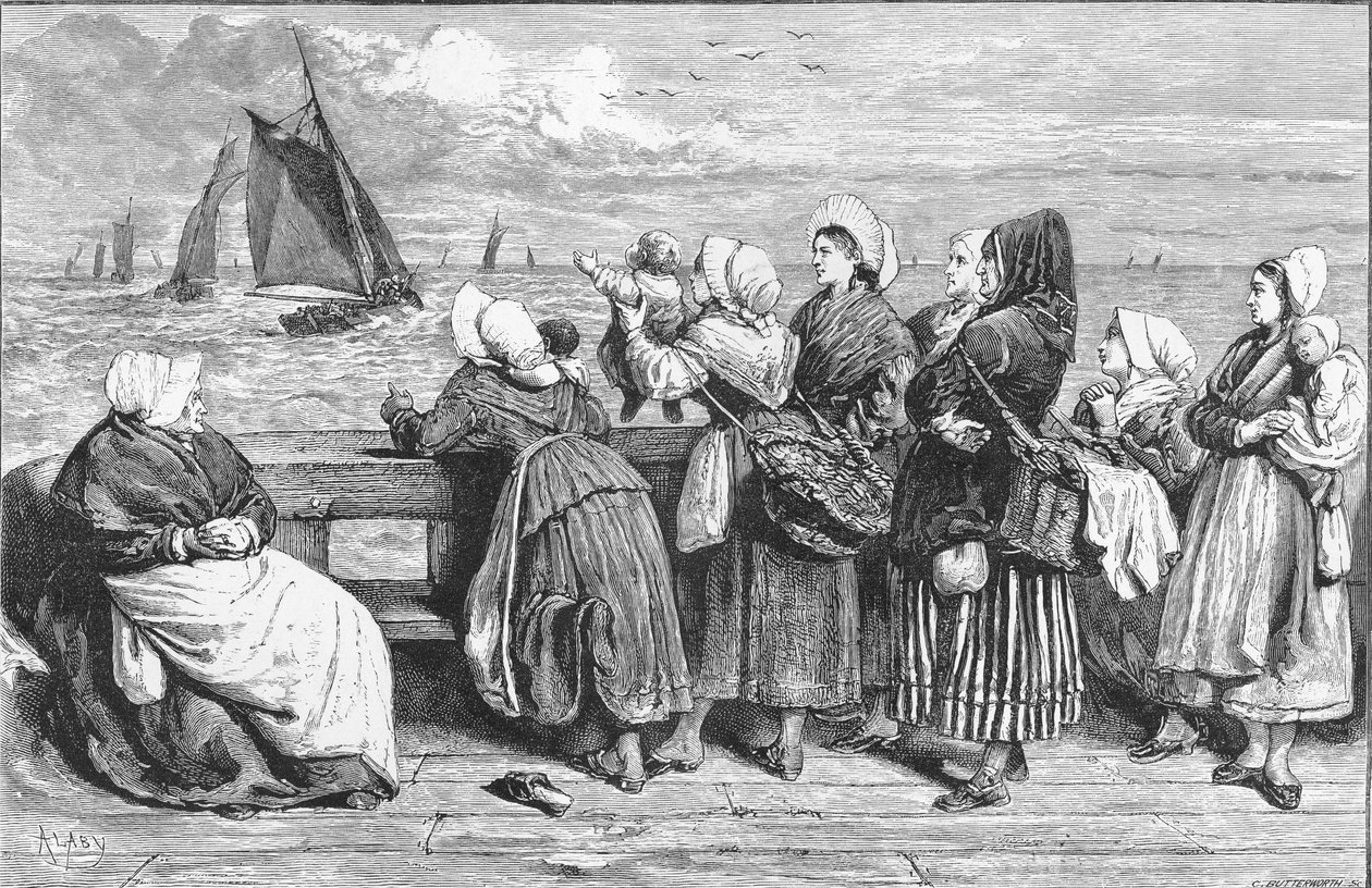Waiting for the Boats, esboçado perto de Boulogne, publicado em &39;The Illustrated London News&39;, 1868 de French School