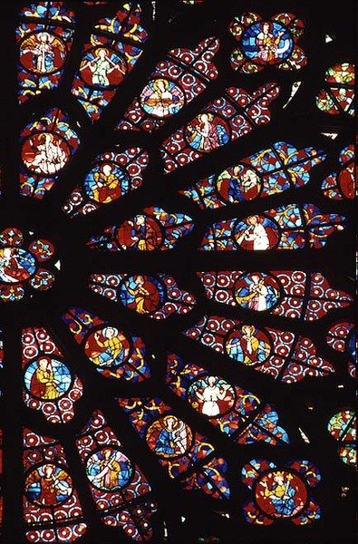 West Rose Window, detalhe da Morte da Bem-Aventurada Virgem Maria, c.1270 (ver também 220813) de French School