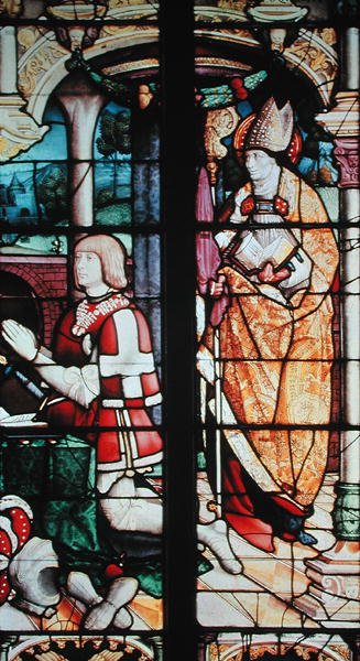 Janela representando Philibert II (1480-1504) Duc de Savoie e St. Philibert, c.1525-30 de French School