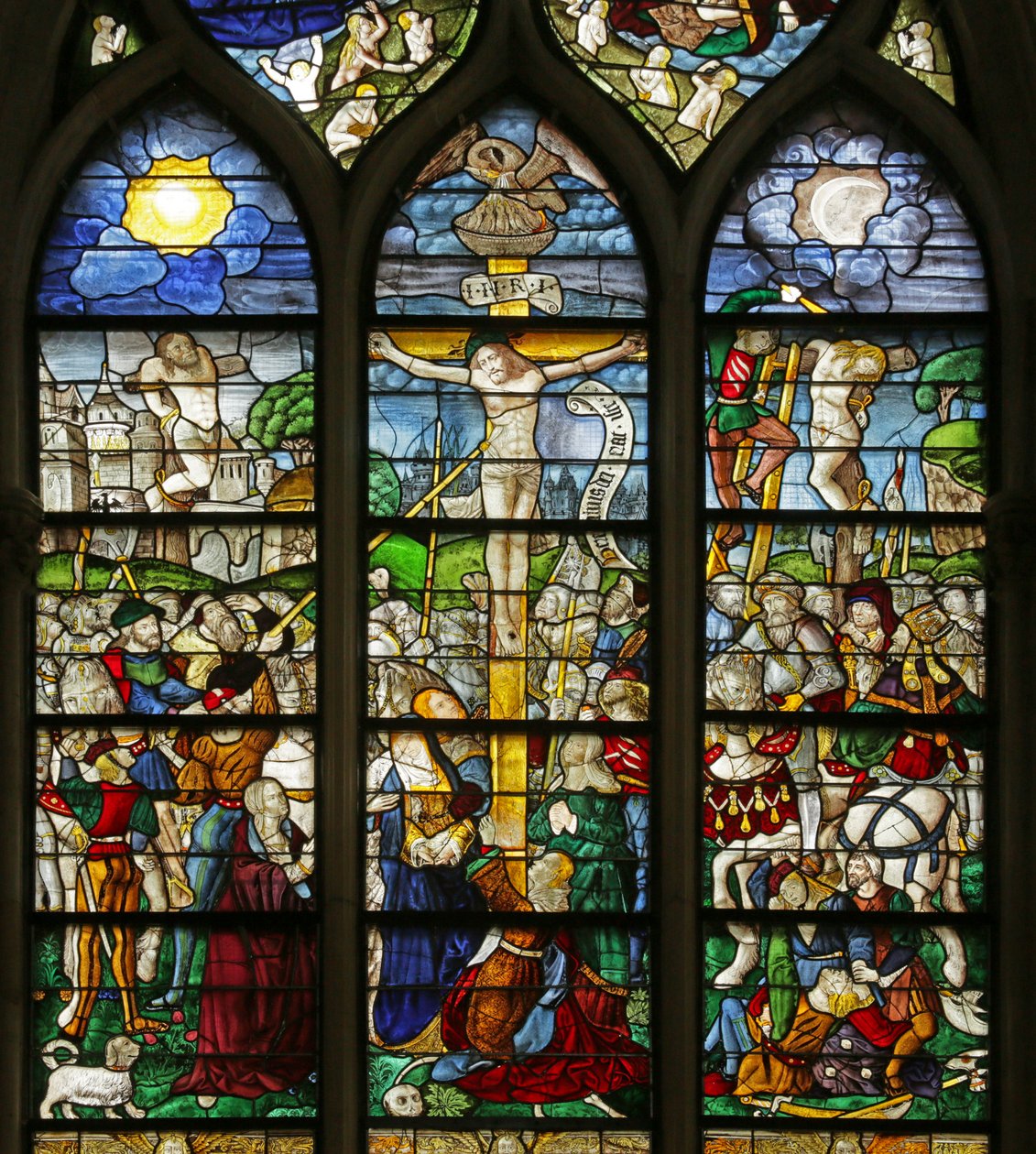 Janela retratando as cenas da Crucificação e da Paixão, detalhe de 2921604 de French School