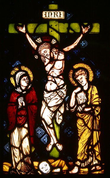 Janela representando a crucificação de French School
