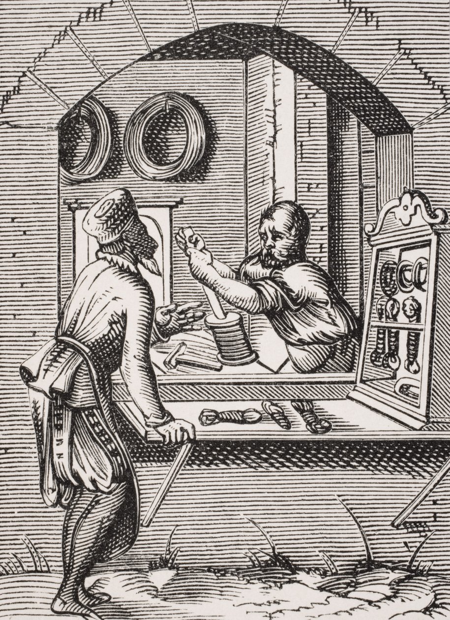 Wire Worker, após uma xilogravura de Jost Amman (1539-91), de "Le Moyen Age et La Renaissance", de Paul Lacroix (1806-84), publicado em 1847 de French School