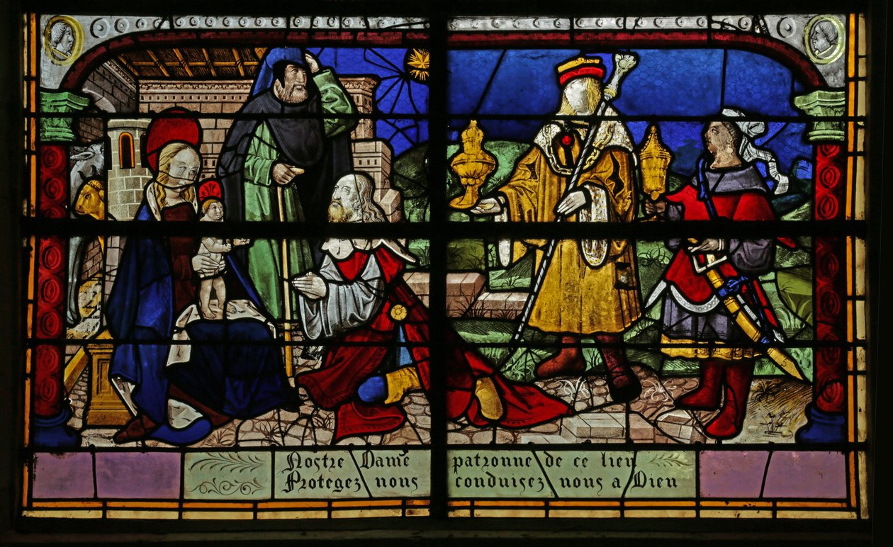 Janela retratando a adoração dos Magos, do século XVI ao XX de French School