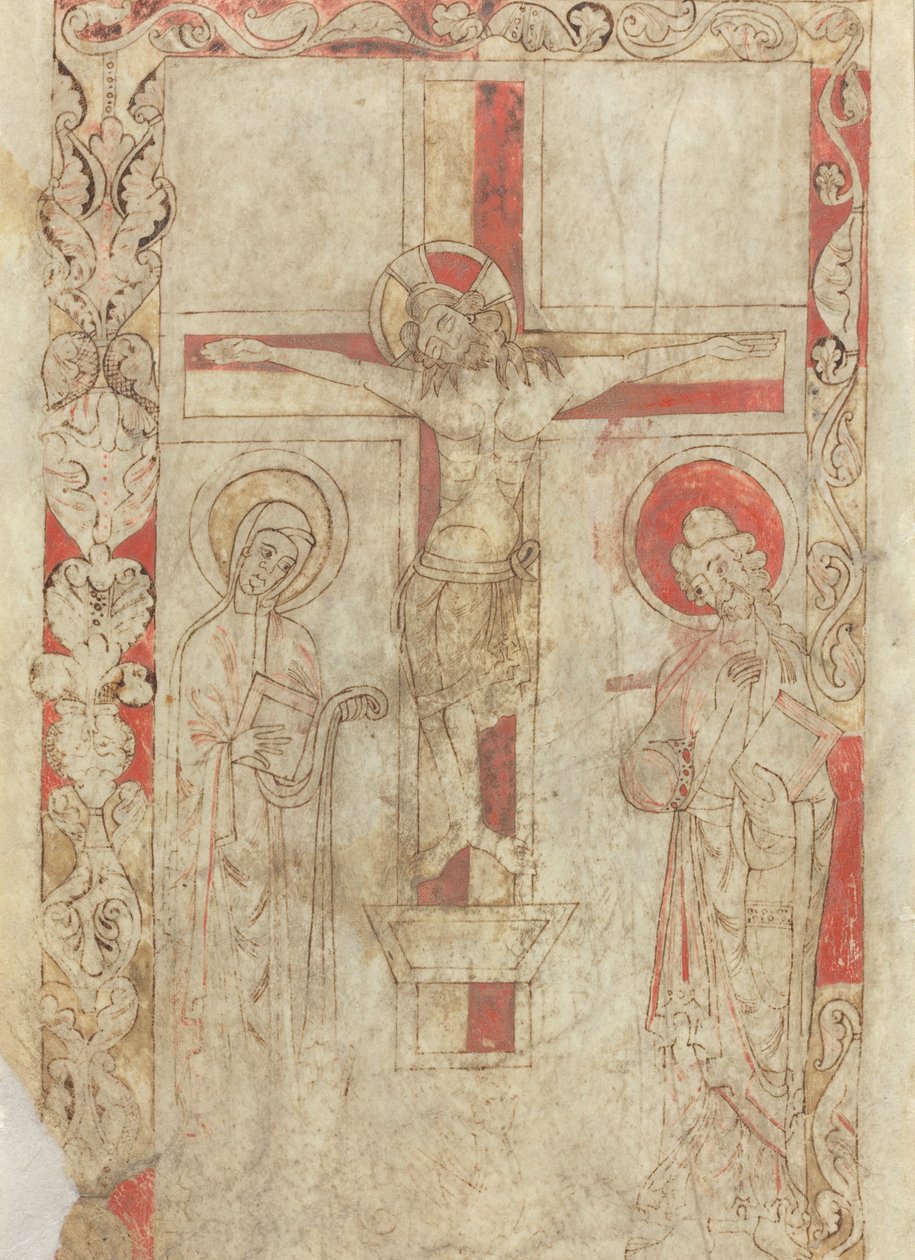 A Crucificação [verso] de French 12th Century